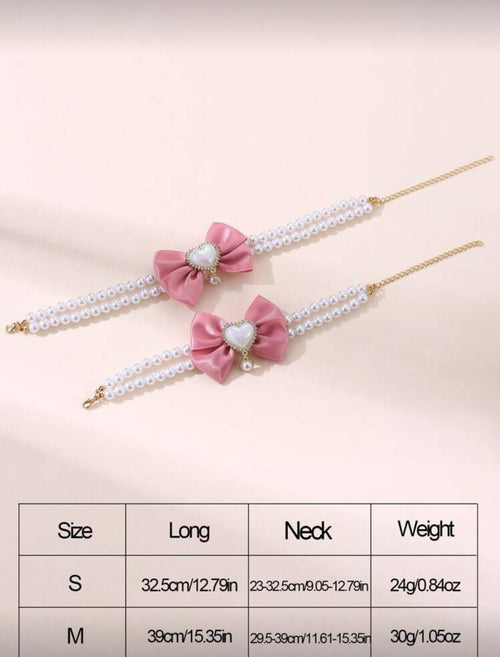 Collier à Perle Avec Pendentif Nœud Papillon  pour Chat et Chien.